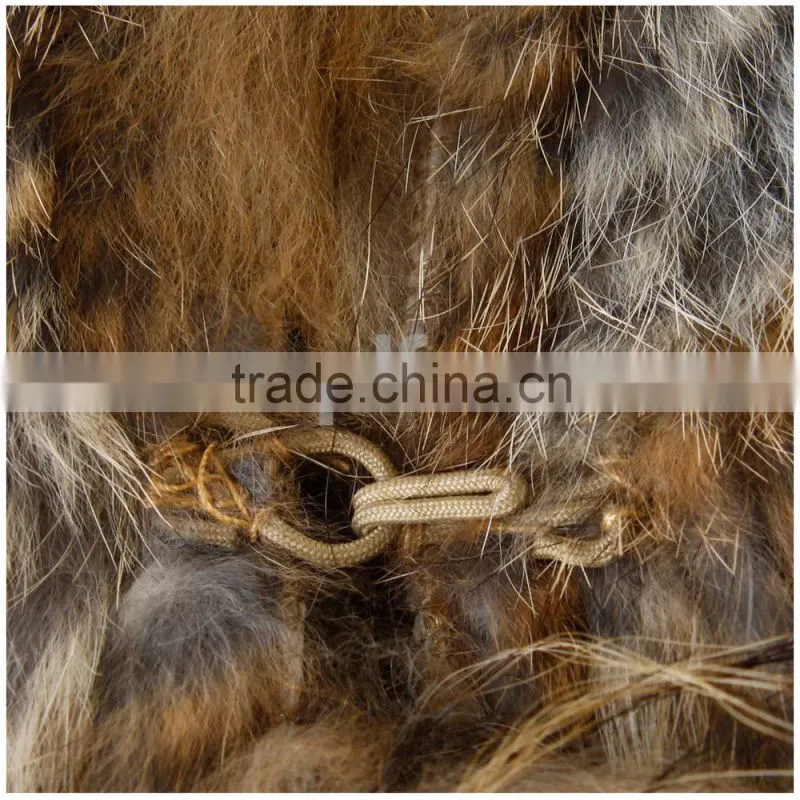 QD30434 Cheap China Bulk Wholesale Clothing Knitted Rabbit Fur Vest With Raccoon Fur Collar Clothes Women