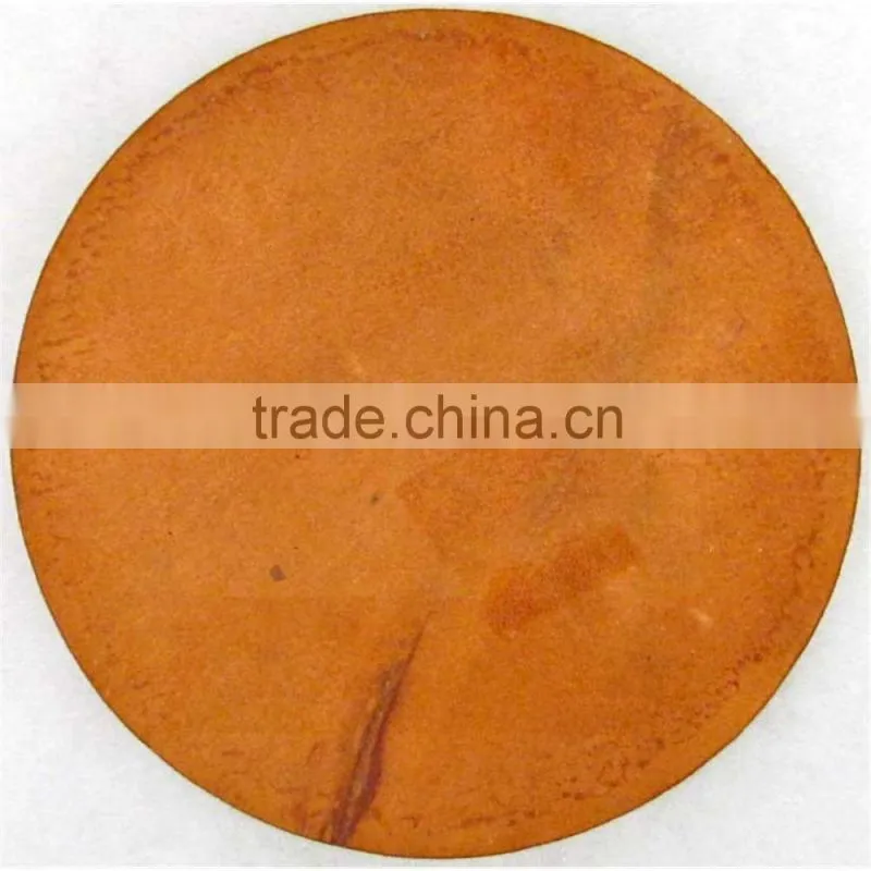 Custom debossed ,embossed round brown leather patch for jeans