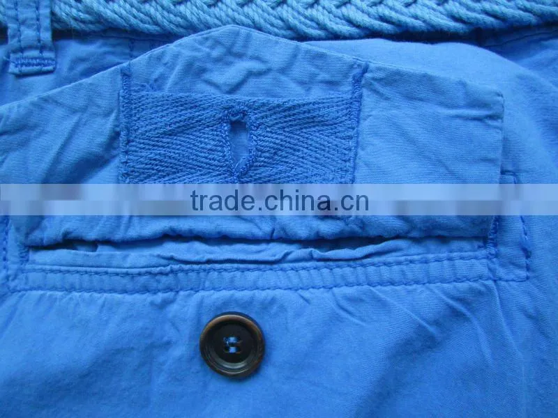 2012 100% cotton cargo short pant for mens with belt