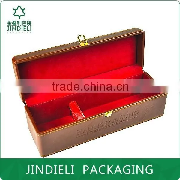 Leather wine carrier packaging box for single bottle