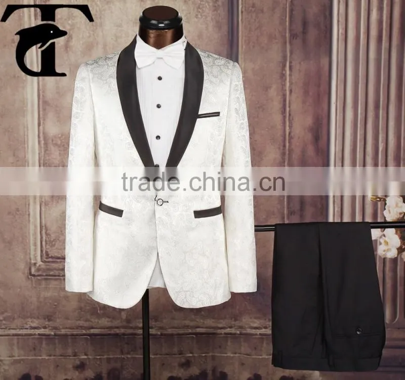 2016 Fashion Men White Wedding Suit Coat Pant Men Suit Latest Design Slim Fit Suit for men