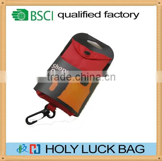 Holy Luck 2015 new wholesale foldable reusable shopping bag with hook bag