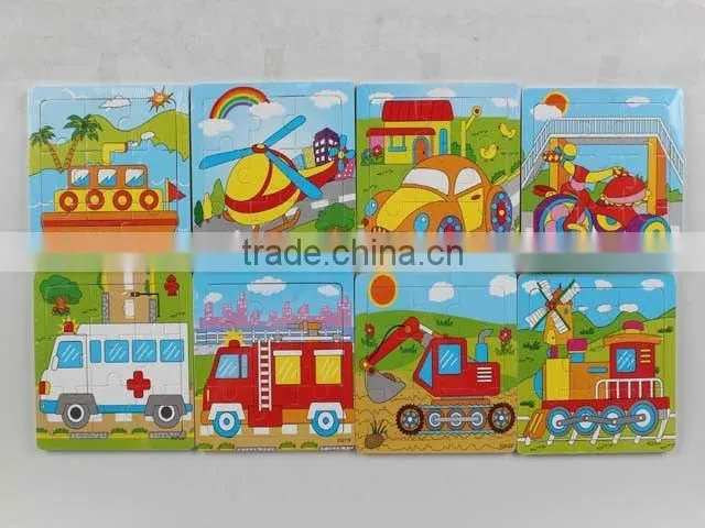 9 Pieces Intellectual Wooden Puzzles(8 Styles Asst'')
