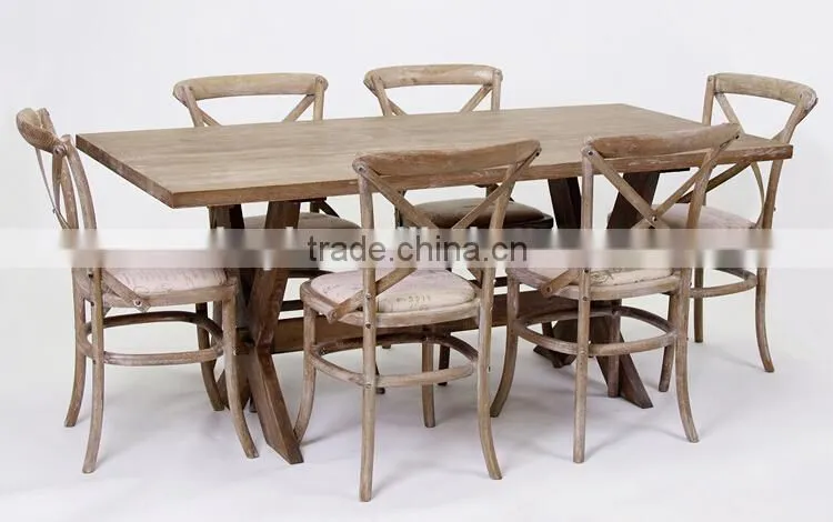 Home used Antique Solid wooden With X design leg Rectangular Dining /Party Table(DT-827-OAK)