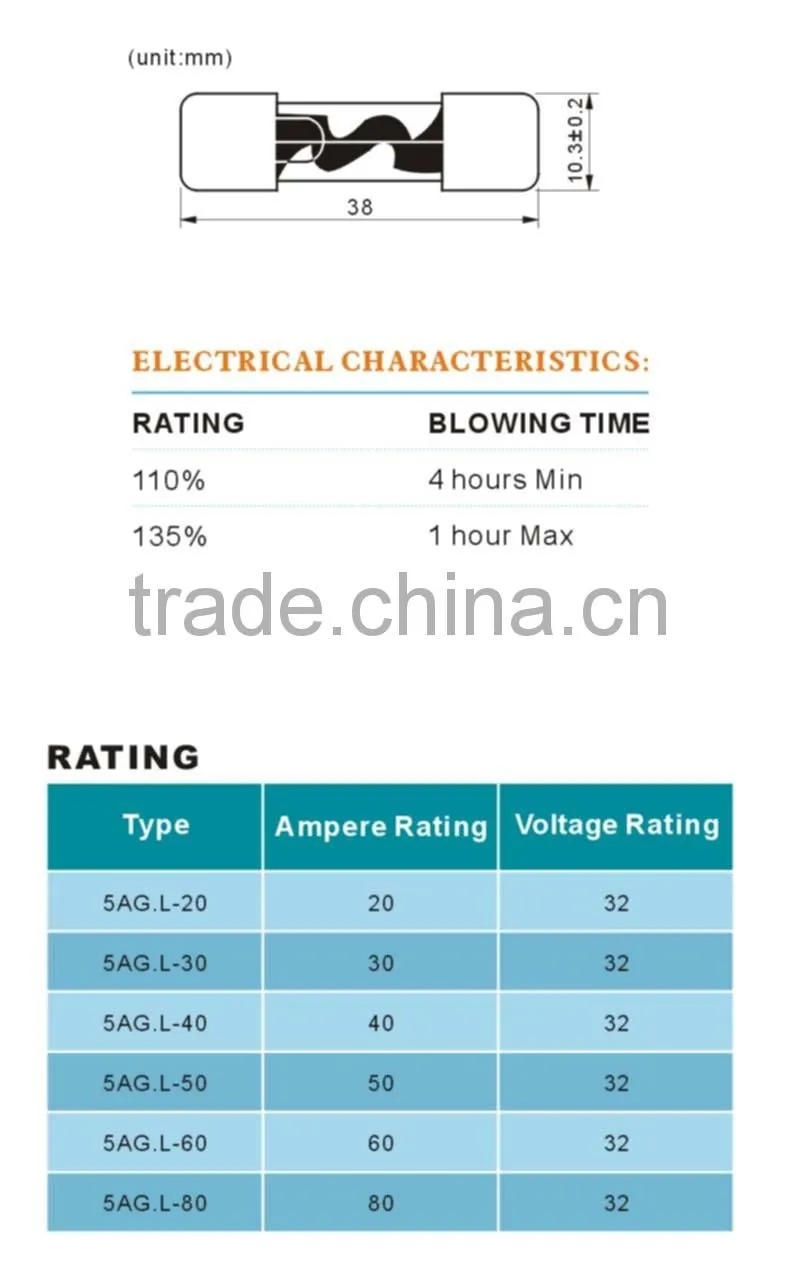FBCEPF1074 LOW-TENSION 38*10.3size glass tube fuse(FBELE)