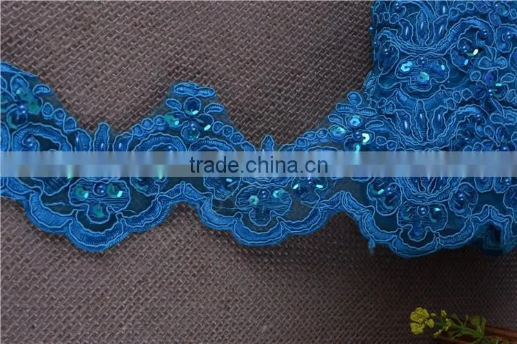 Pearl Beaded & Sequin Bridal ~ Lace Embroidered lace various color Wide:6cm in stock