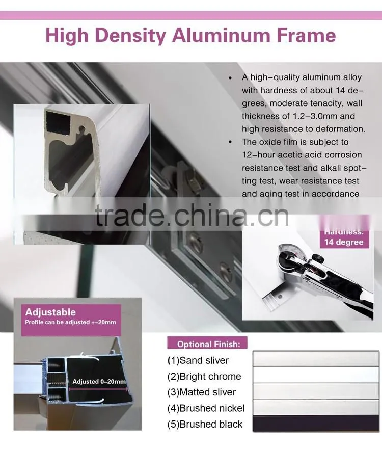 Walk-in 8/10mm Stainless Steel Glass shower compartment KD8006