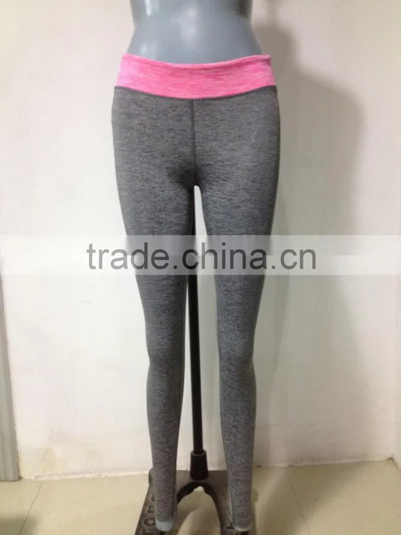 Santic wholesale gym wear sublimation print yoga pants contrast waistband leggings