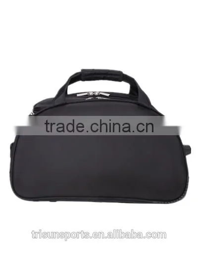 fashion black polyester rolling duffel bag with trolley super light