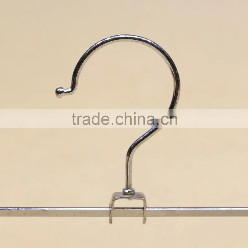 QD-K08 Chrome hook pant metal hanger dry cleaner wire hanger with two clips