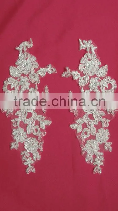 Embroidery Beaded Lace Appliques In Stock