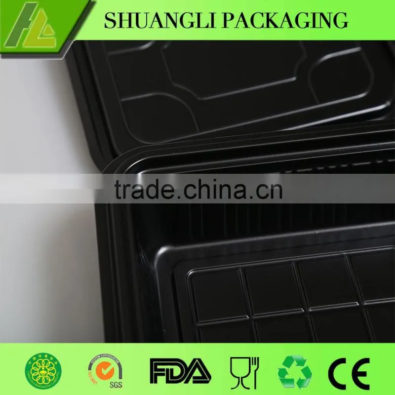 Black color disposable plastic bento box with factory price
