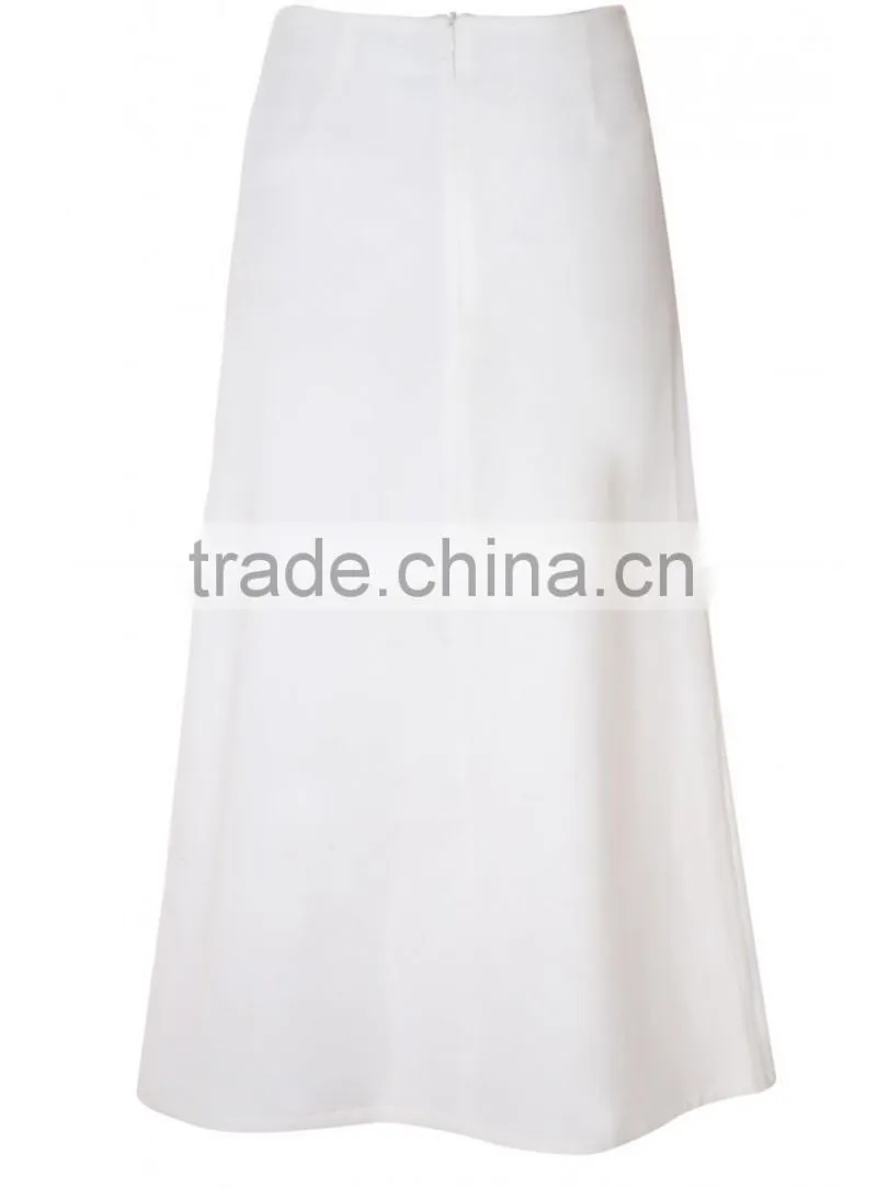 Hot Sale Zip Back Midi White Skirt for women