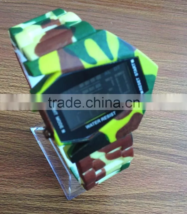 Men's Camouflage watch Style Multi-Functional Digital Colorful LED Silicone Band Wrist