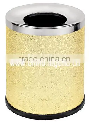 New Fancy Design trash can stainless steel And Leather Material