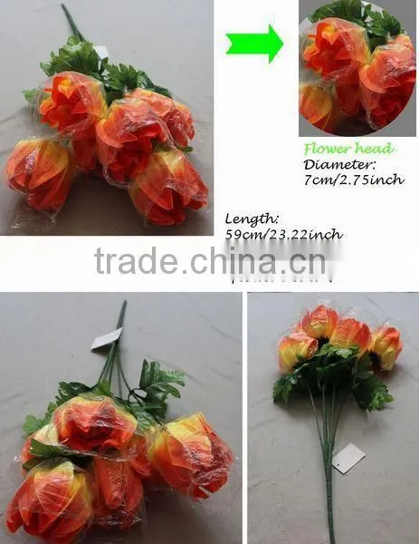 yiwu artificial flower 7 heads making decoration for wedding