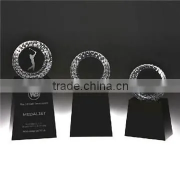Crystal cup awards trophies hand holder crystal trophies with black base