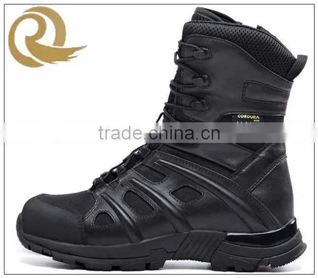 Genuine leather military dms combat boots with side zipper