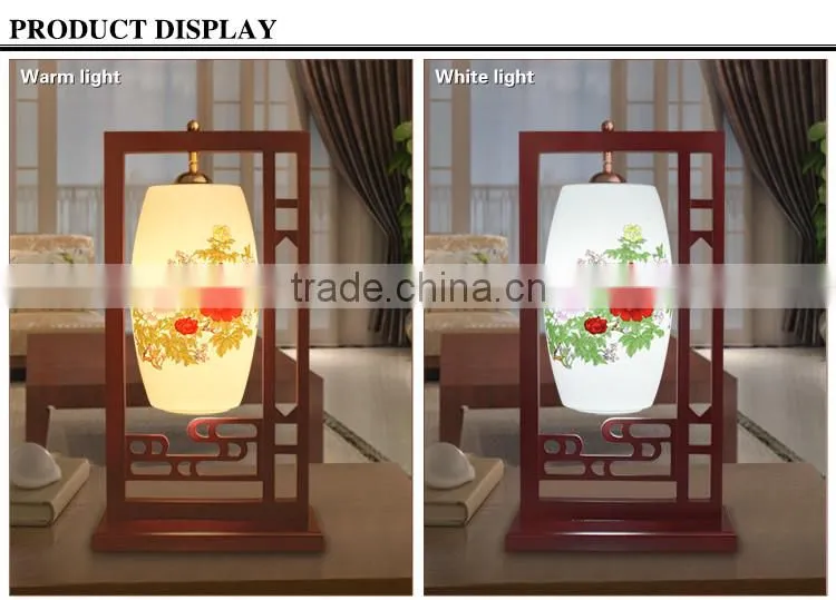 Jingdezhen decal pastel ceramic wood crafts wholesale table lamps