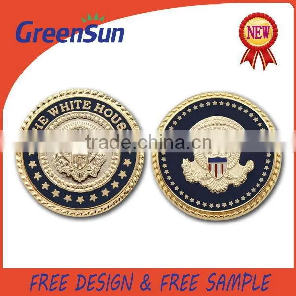 Lasest design Custom Production gold plating copper coin