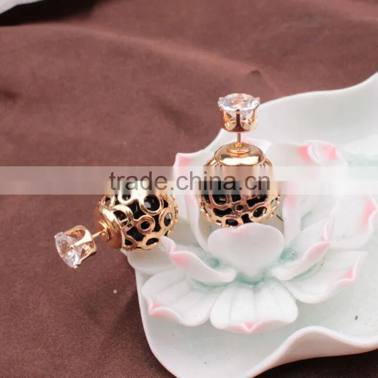 double faced handmade crystal earring, crystal ball earrings