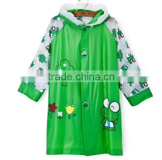 Cute Kids Unisex Cartoon Hoodie Inflating Cap Brim Outwear Camping Raincoats