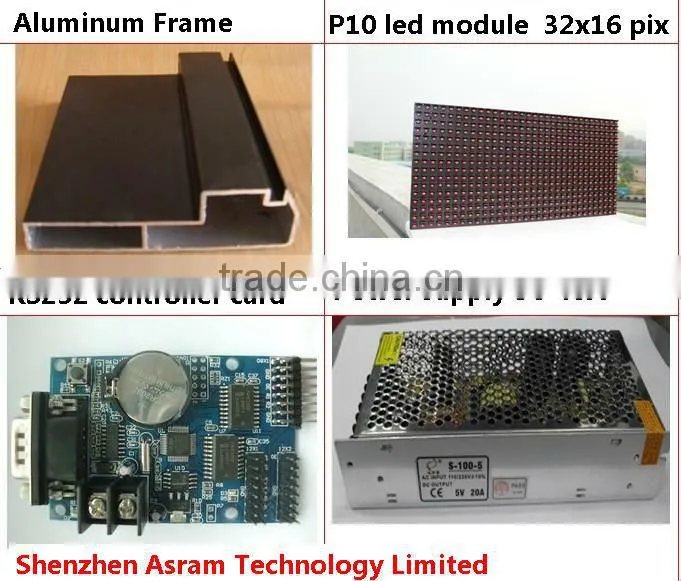 Brazil---Good price Outdoor waterproof p10 P12 P16 P20 red led display module p10 32x16 pix