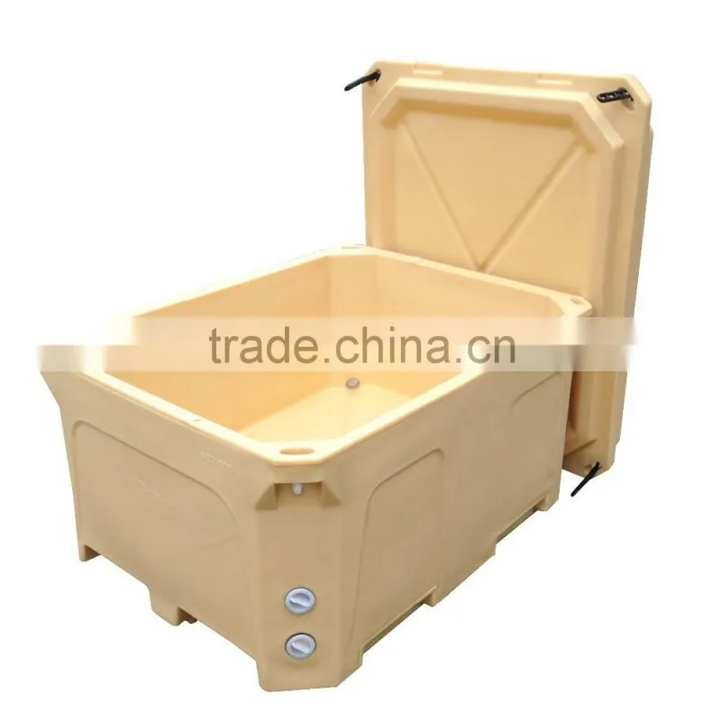 600L Rotational molding cooler,rotomolded fish box cooler box