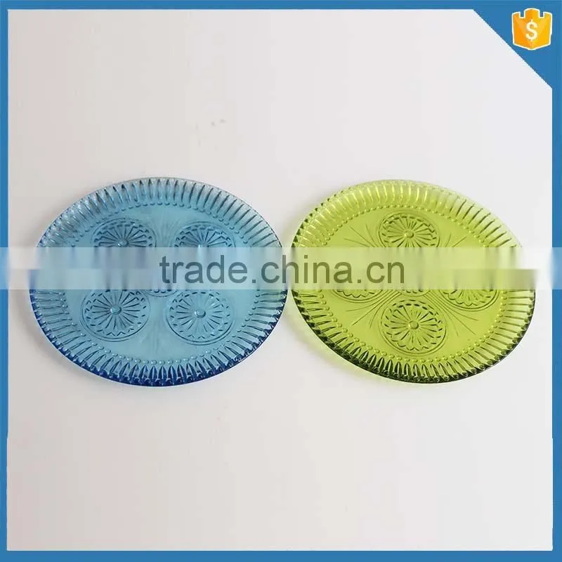 LXHY-015 glass colored vintage dessert plate