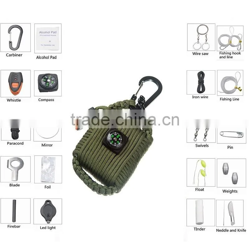 Emergency and camping gear paracord grenade survival kit wholesale