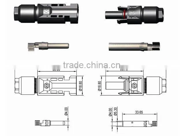TUV approval Photovoltaic Solar MC4 connector with 1 pair