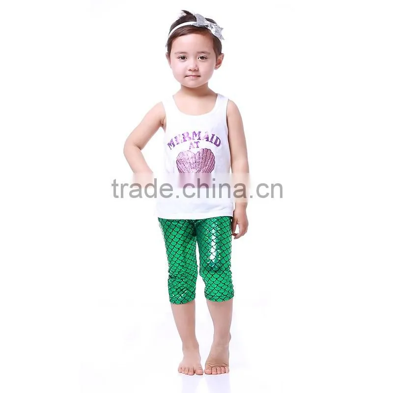 2016 fashion summer children girl's swimsuit green purple mermaid outfit