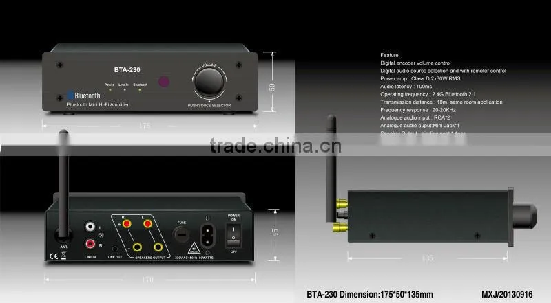 BTA-230 30W RMS at 8 ohm Bluetooth Mini Hi-Fi Amplifier