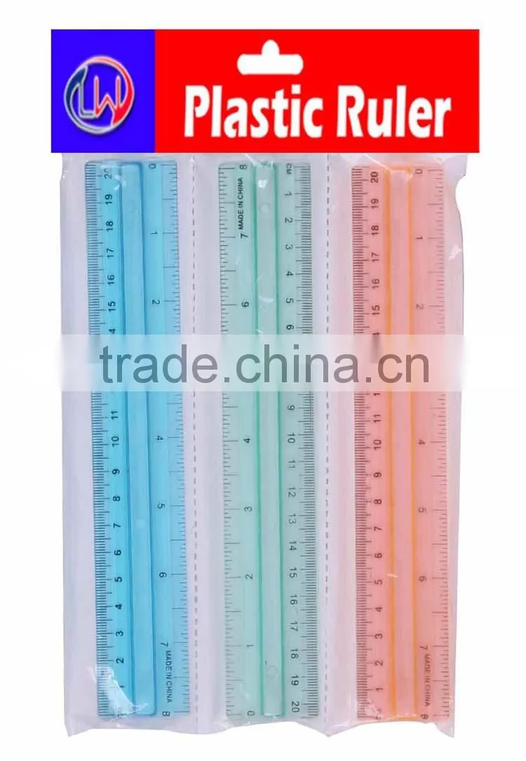 3pcs wider 20cm plastic handled ruler set with Header card