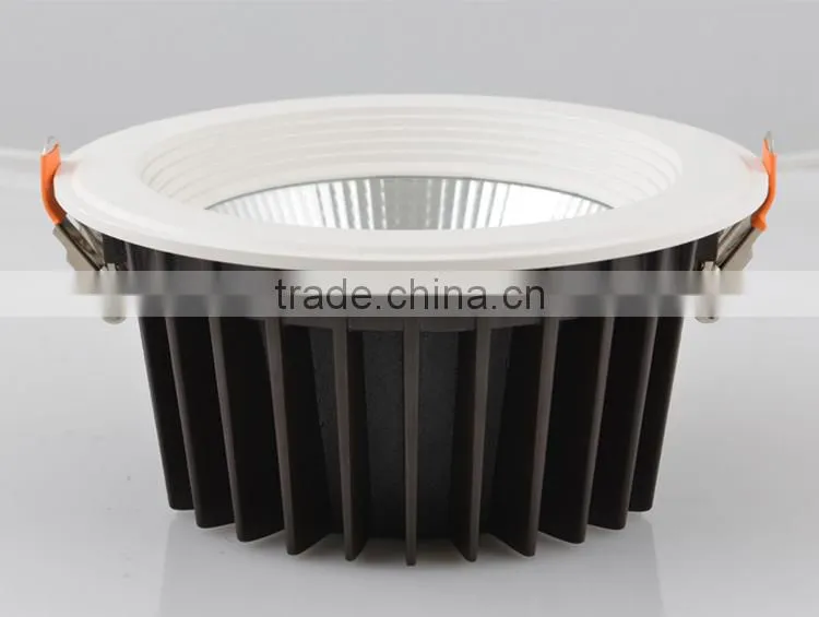 2015 hot sales high lumens aluminum+pc round recessed COB LED downlight 30/40/60w