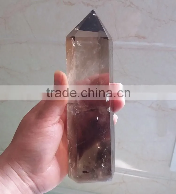 large natural rock smoky quartz crystal point