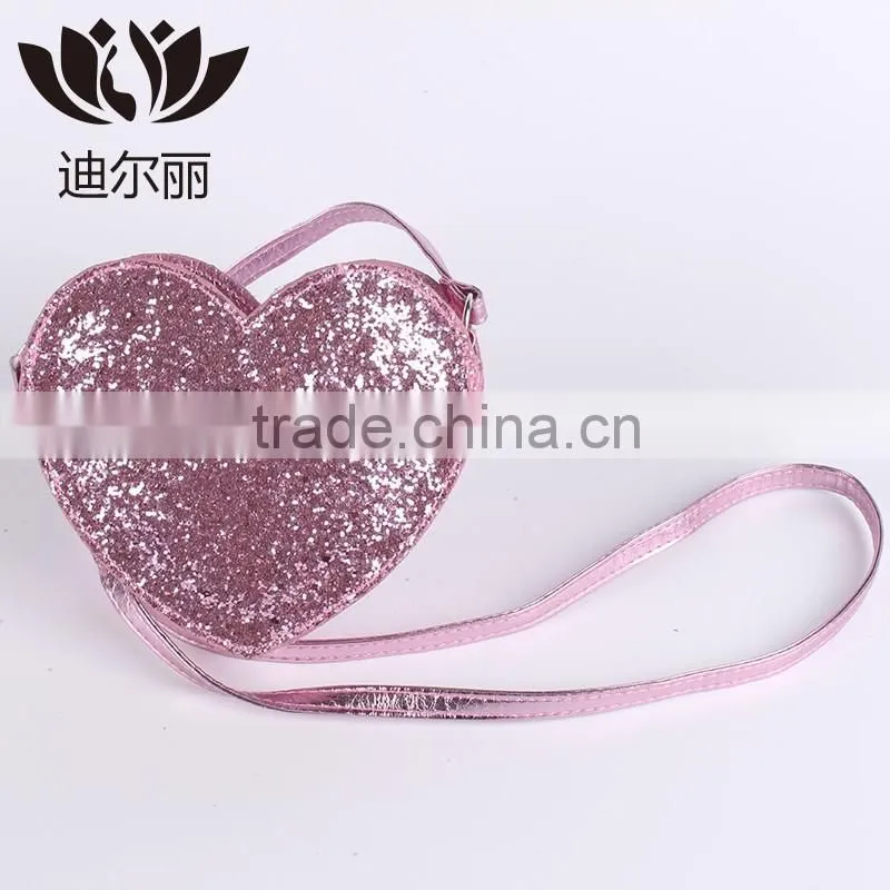 Round Glitter PU shoulder bag with embroidery and chain strap
