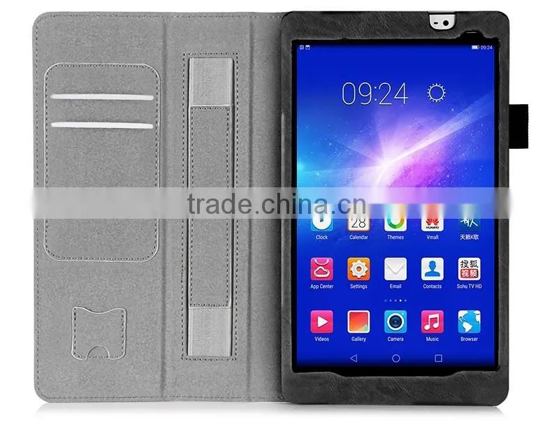 In store colorful handheld card slots fashion faux leather cover for Huawei M2 8 inch