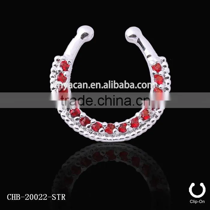 Unique samll Single Line Paved Gem fake nose rings
