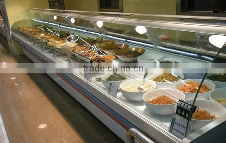 curved glass supermarket display keep fresh cabinet