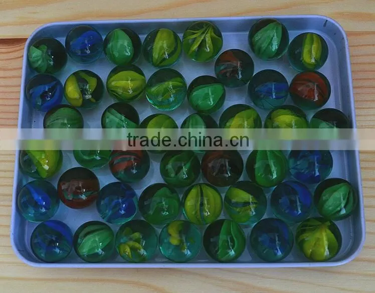 16mm Eight flower petals pattern round glass ball for toy checkers solid color glass ball