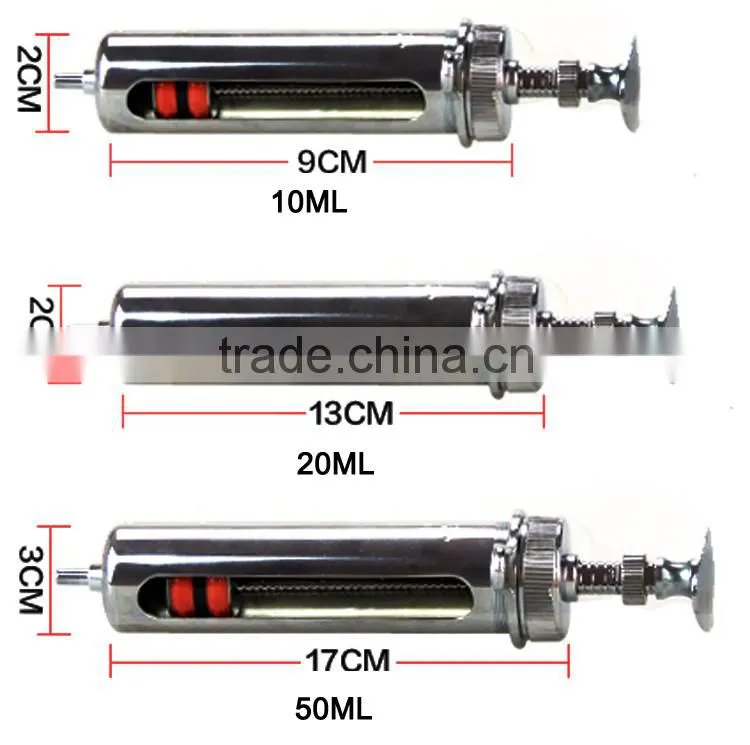 Long service time animal use stainless steel glass tube poultry syringe