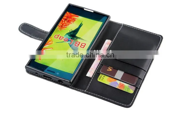 2015 New arrival flip leather case cover for blackberry leap