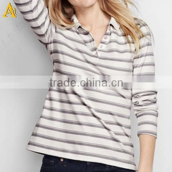 Yarn dyed custom polo shirt design for women