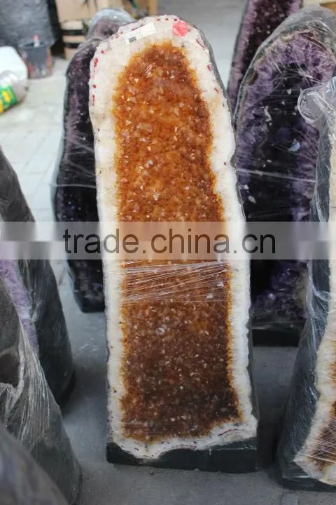 Wholesale Natural Rock Quartz Citrine Crystal Geode for Fengshui