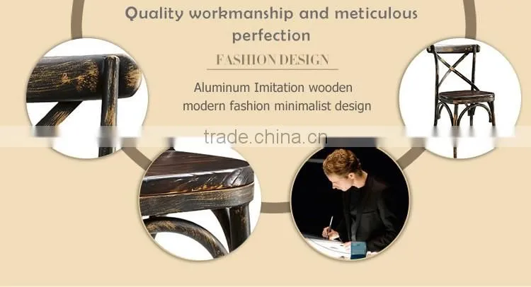 Wholesale Imitation wooden dining chair stackable aluminum bistro chair