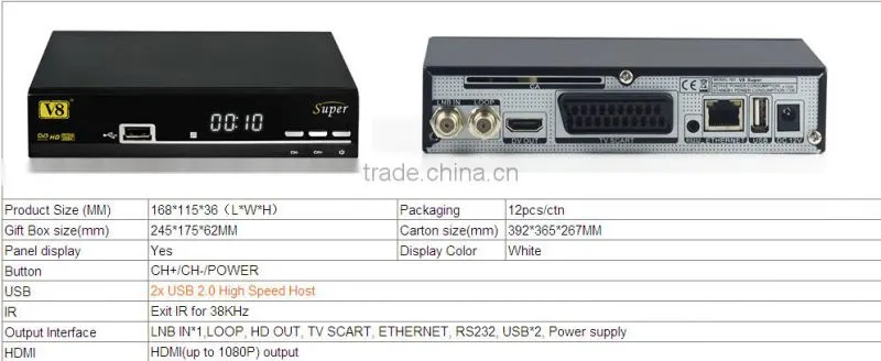 Freesat V8 Super Europe satellite receiver full hd digital dvb t2 & C super set top box