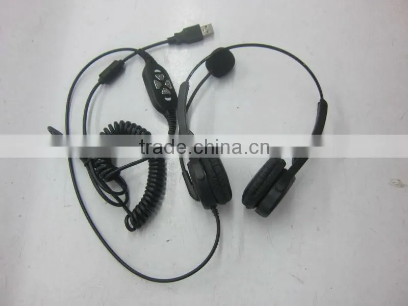 Professional noise cancelling call center usb headset with QD optional