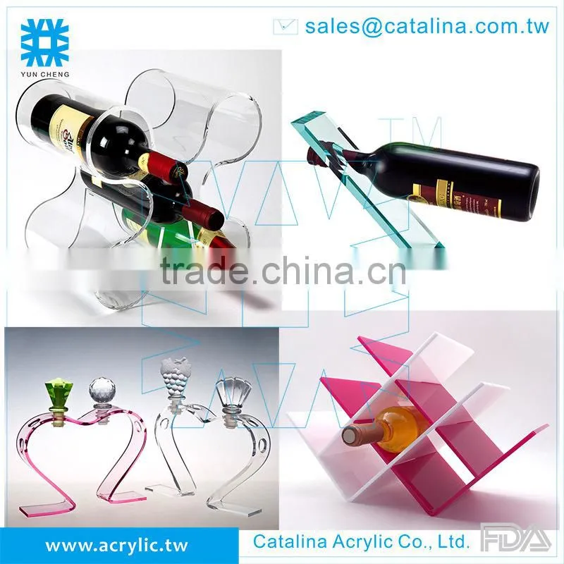 Home Decoration Clear Acrylic Wine Bottle Display Stand Newspaper Holder