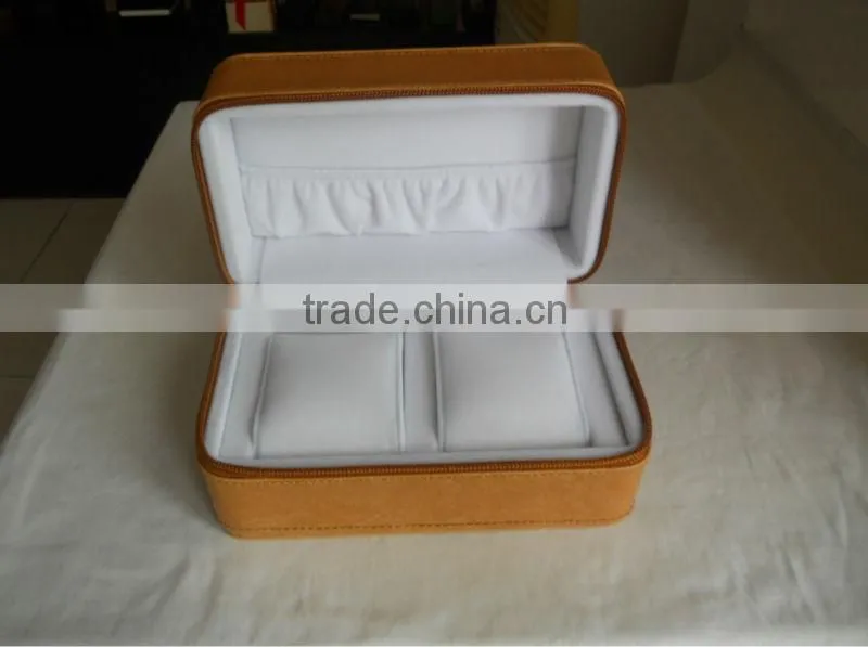 Custom make Zipper closure leather watch box